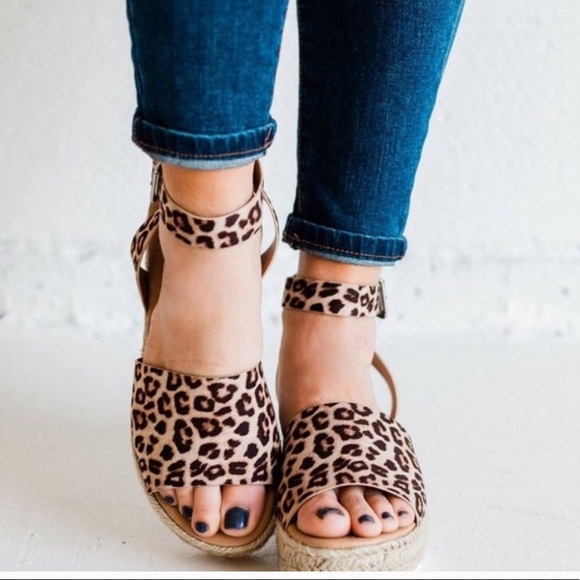 Leopard Print Flat Wedge Espadrille - Picture 9 of 10